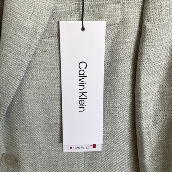 Calvin Klein Men's Slim Fit Mariano Blazer Sport Coat Suit Jacket White Grey 38R - Picture 5 of 8